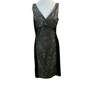 Joseph Ribkoff Dress‎ Sz 10 Black Silver Metallic Stretchy Formal Sleeveless